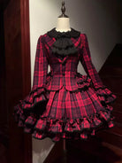 Chris's Notes - Old School Lolita Plaid Coat Set, Tiered Skirt