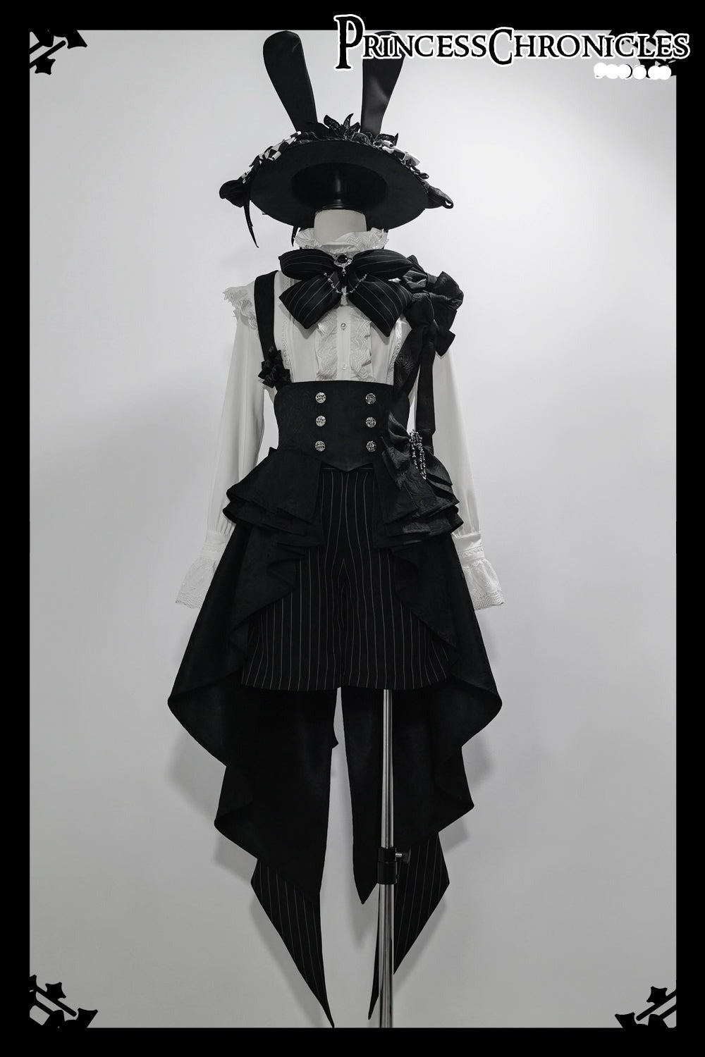 Rabbit Theater - Ouji Lolita White Blouse and Striped Shorts Set