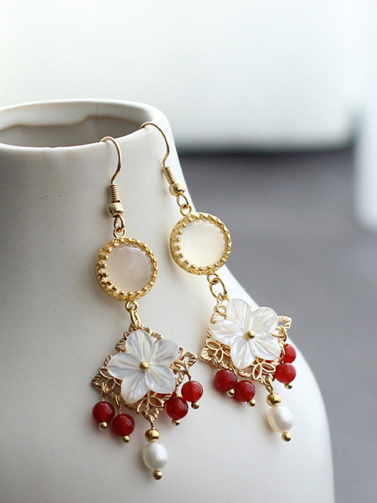 Seashell Flowers Earrings | Ancient China Jewelry