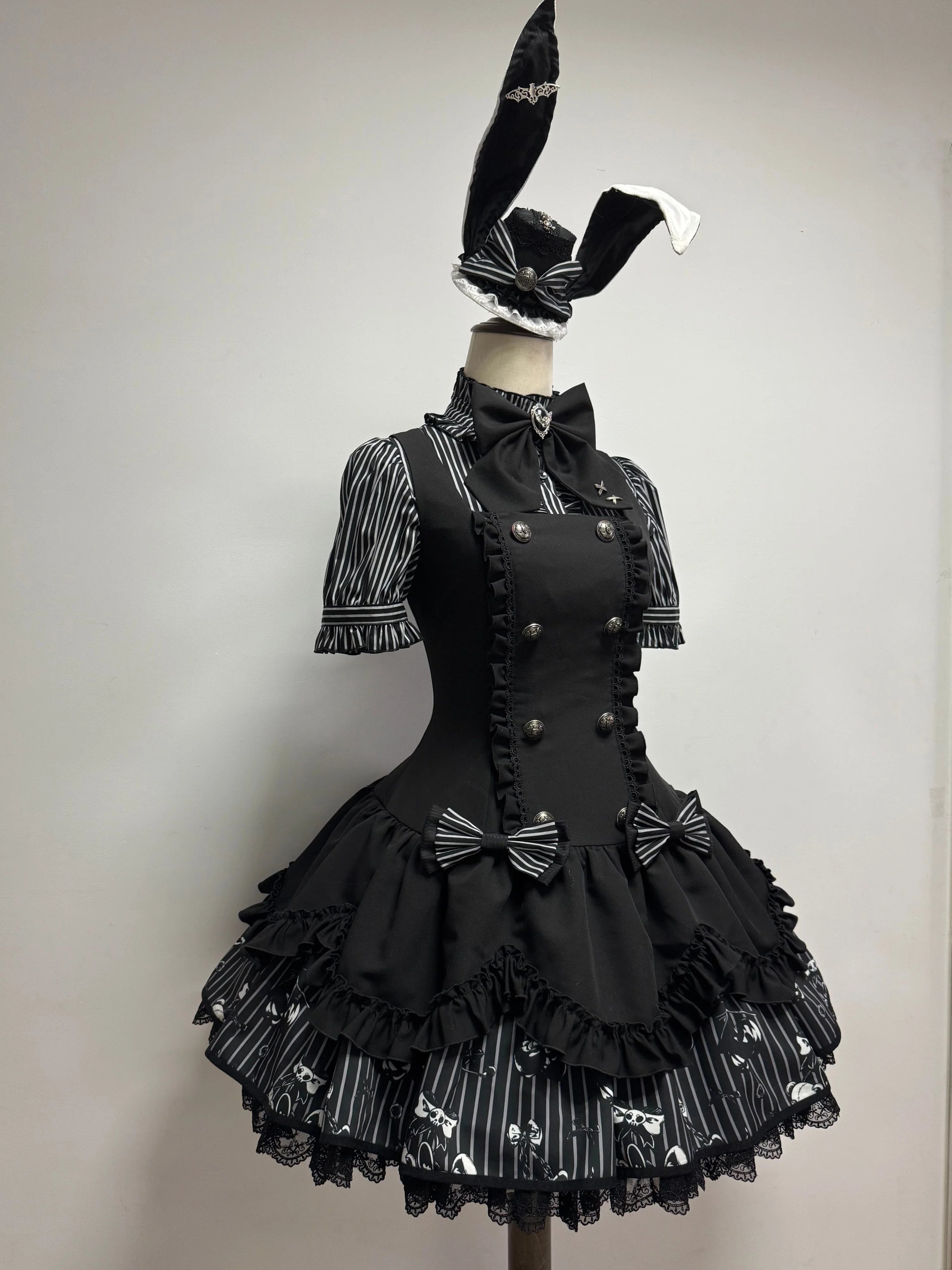 Dark Lord - Gothic Lolita Striped JSK Set, Skull Print