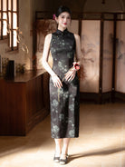 Sleeveless Floral Midi Cheongsam | Night Flowers