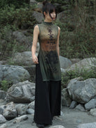 New Chinese Style See Through Mesh Sleeveless Top - Tang Dynasty Anecdotes 盛唐逸事