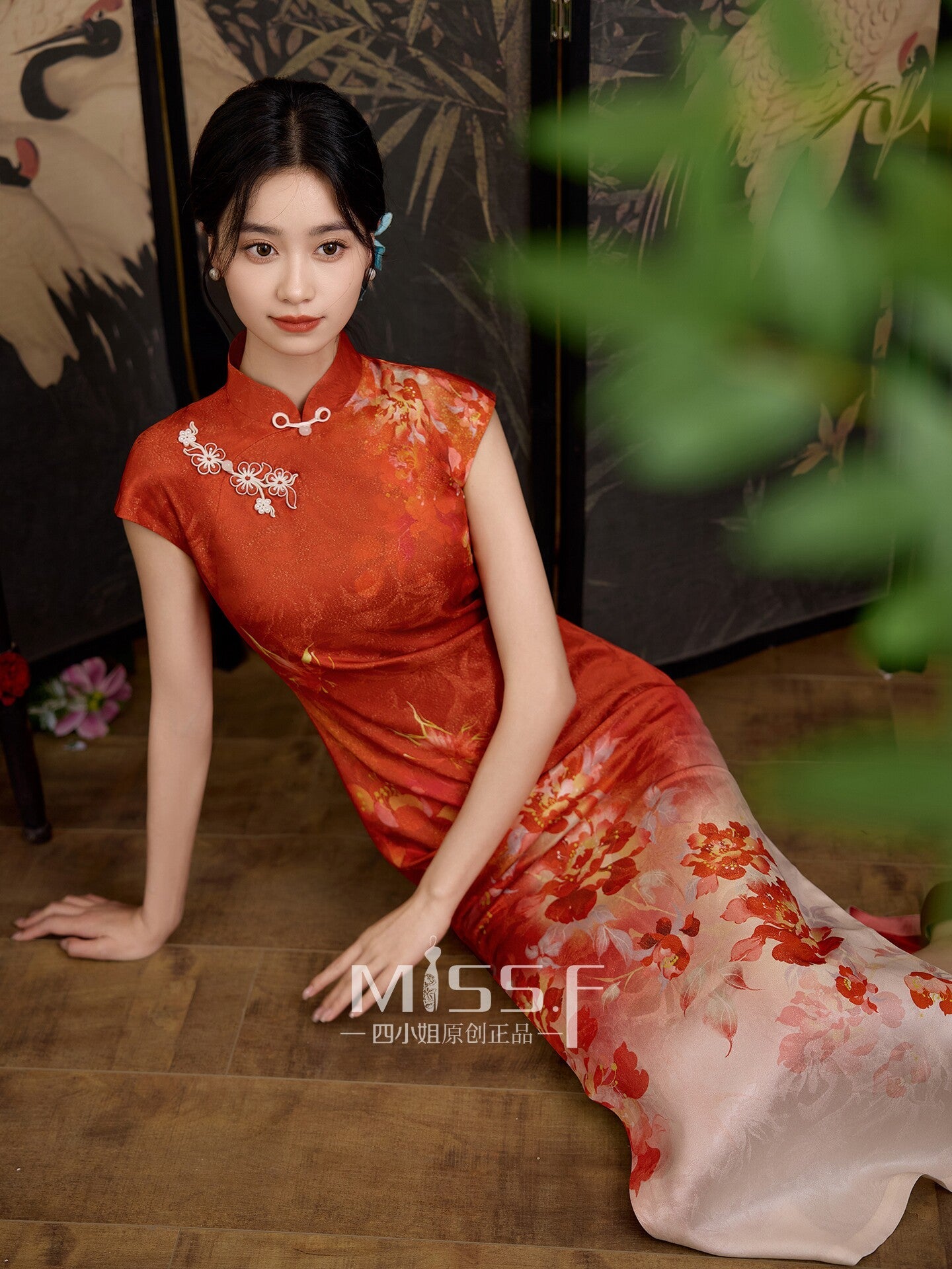 Chinese Wedding Engagement & Tea Ceremony Short Sleeve Cheongsam | Hongluan