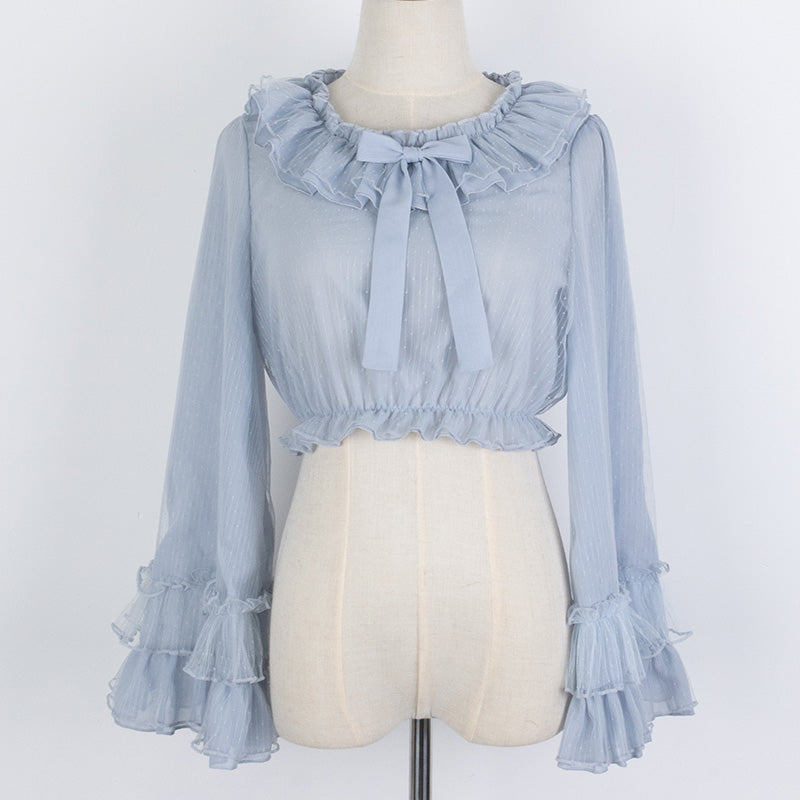 Plus Size Lolita Blouse Cheese Chocolate Long Sleeve