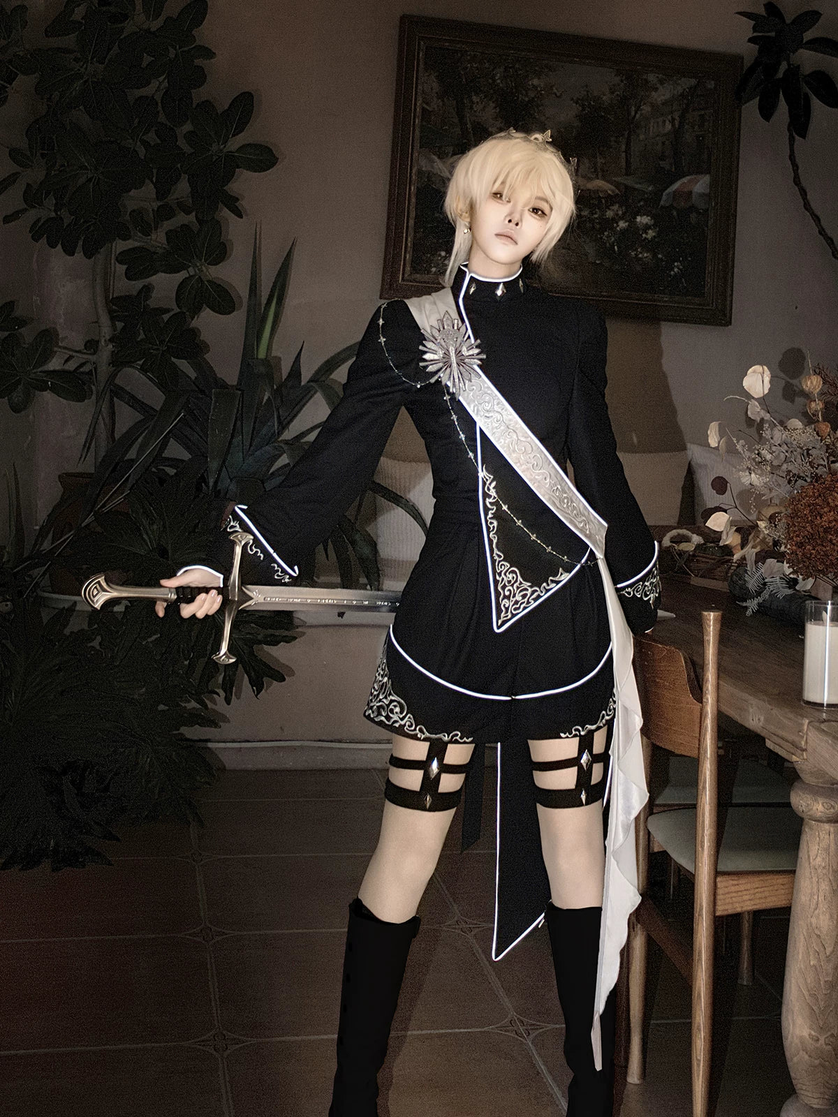 Oathbound Sword - Embroidery Ouji Lolita Set, High-Low Hem Coat