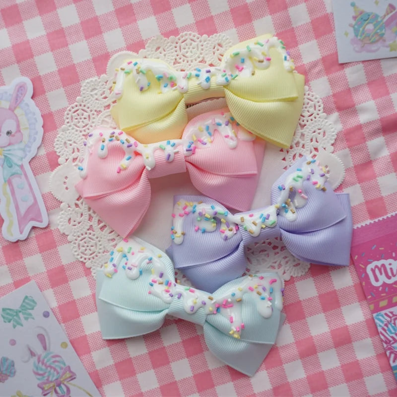 Handmade Sweet Lolita Bow Hair Clip Cute Imitation Cream Cake