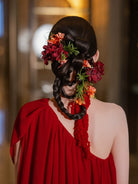 Scarlet Moon - Red Floral Bridal Hair Clips Retro Chinese Wedding Hair Accessories for Qipao and Cheongsam Dress