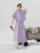Xunshan | New Chinese Style Stand Collar Top and Skirt Set