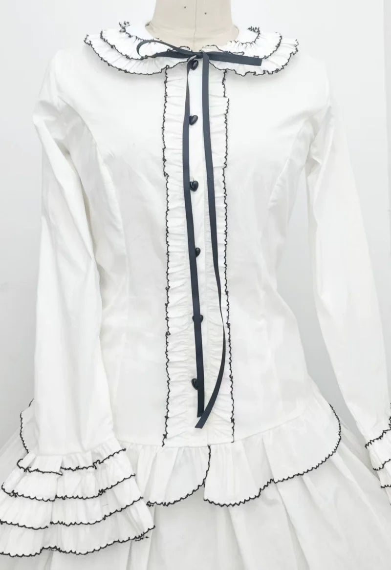 Cotton Sweet Lolita Shirt, Flared Cuffs