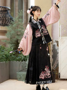 Painted Grace 粉墨千金 - Modern Hanfu Set with Cross-Collar Top, Vest, and Mamian Skirt, Daily New Chinese Style Outfit (Preorder)