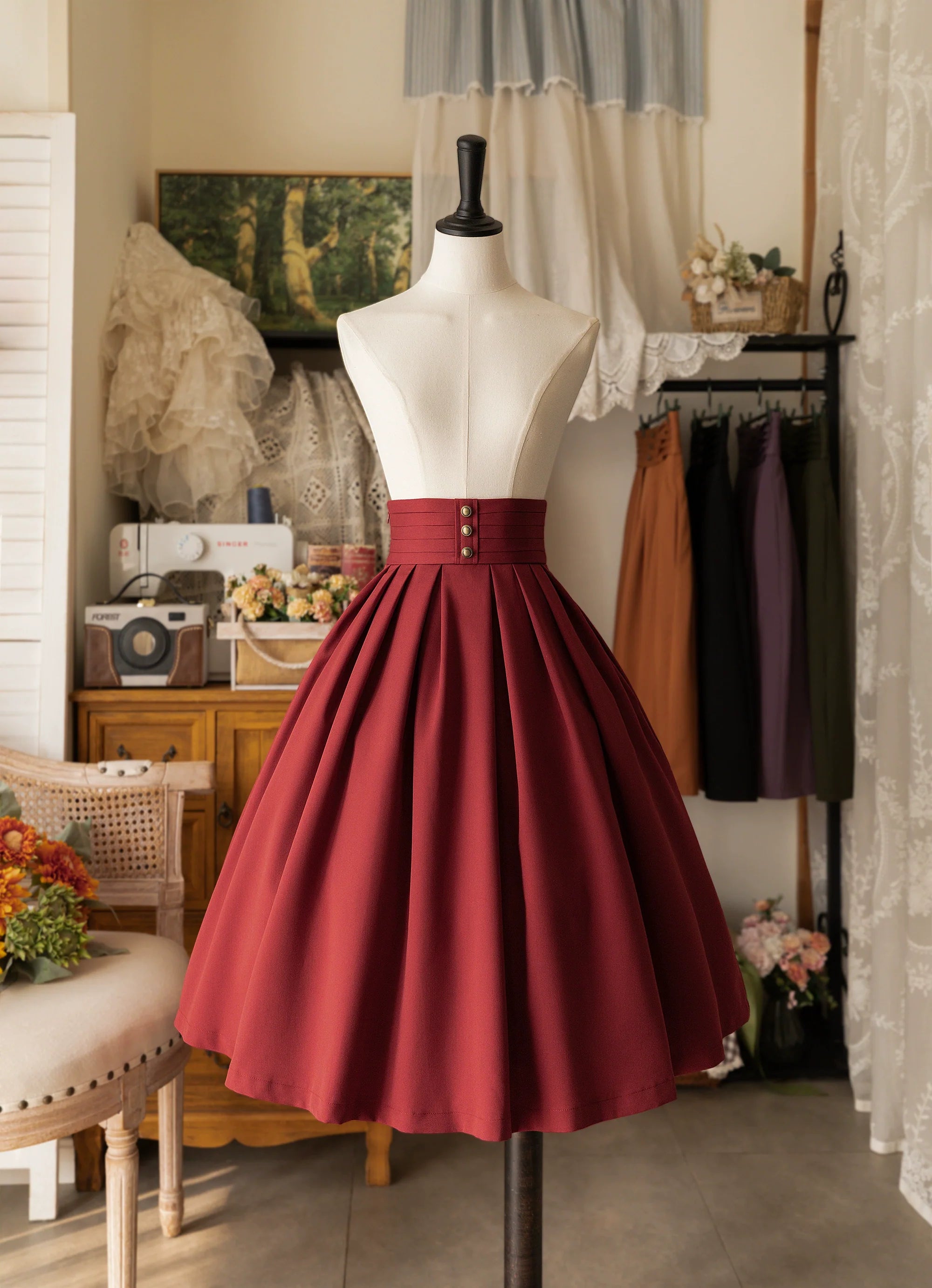 Forest Basket - Elegant Lolita Pleated Skirt