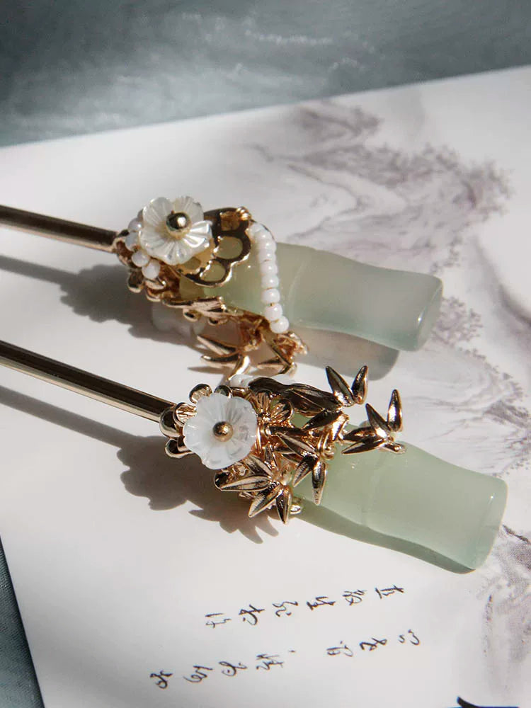 Jade Bamboo Hair Stick | Ancient Chinese Hair Accessory