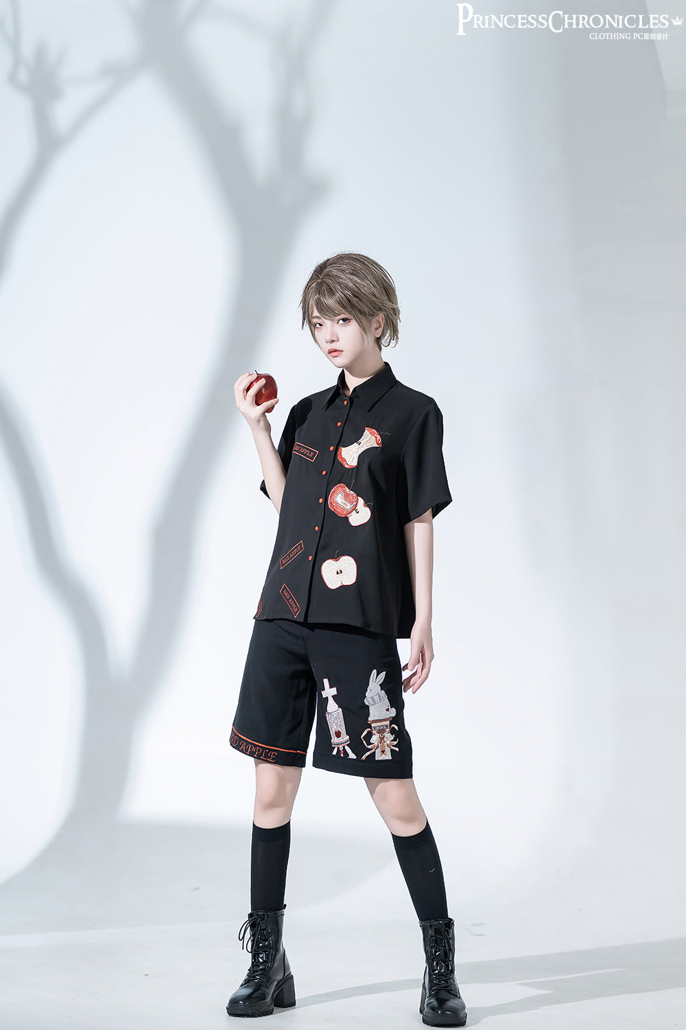 Badapple - Ouji Lolita Black Shirt and Shorts Set