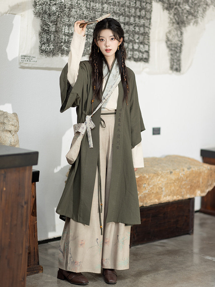 Song Dynasty Modern Hanfu Cardigan with Wide Leg Pants - Yunye 云野 (Preorder)