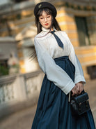 Ming Dynasty Modern Tencel Cotton Blend Pleated Shirt - Top Student 优等生