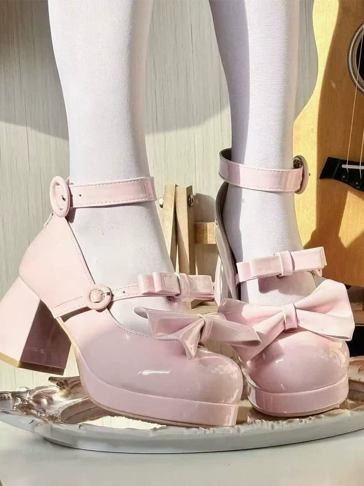 Covenant Doll - Sweet Lolita Chunky Heel Shoes, Detachable Bow