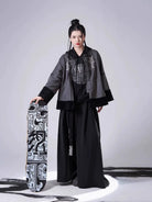 Song Dynasty Modern Hanfu Set with Hooded Jacket and Wide Leg Pants - Longding 龙鼎 (Preorder)
