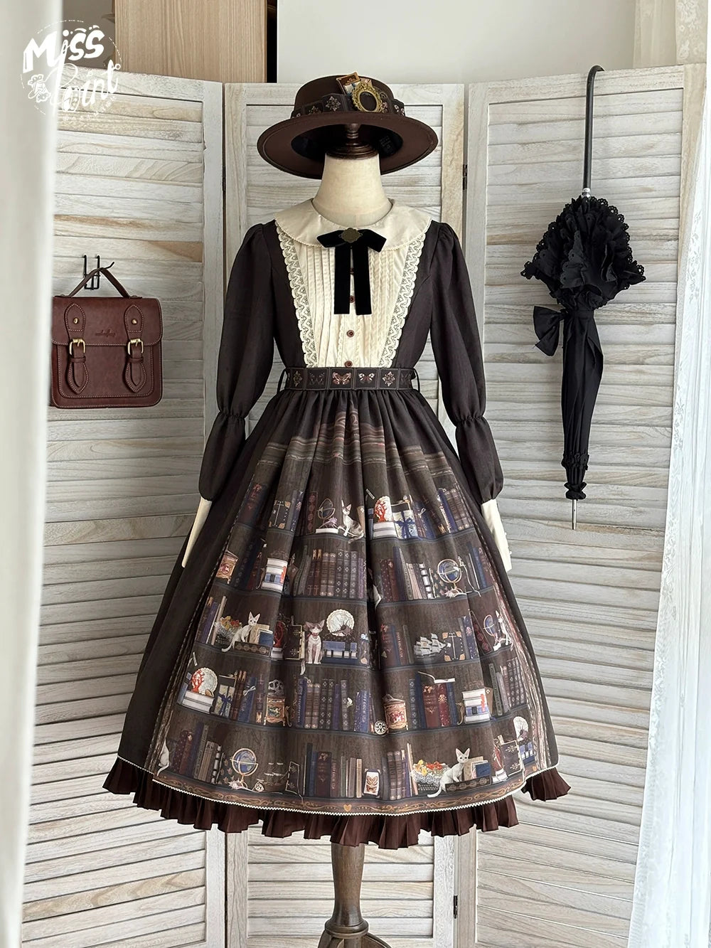 German Bookshelf - Classic Lolita OP Dress & Detachble Cape