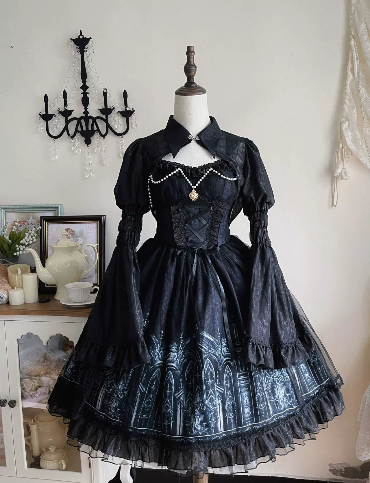 Silent Night Church - Gothic Lolita JSK Dress & Bolero, Church Print