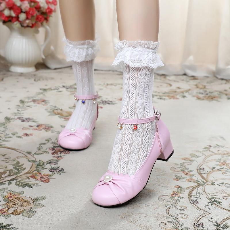 Shell Dew - Sweet Lolita Bow Round Toe Shoes