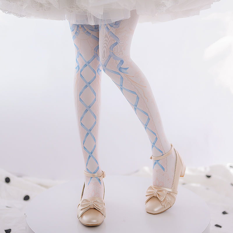 120D Velvet Sweet Lolita Printed Tights