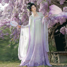 Lavender Fairy Embroidered Gradient Flowing Hanfu Dress