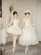 MistKiss Lily - Classic Lolita Tiered Hem JSK Dress, Fishbone Waist