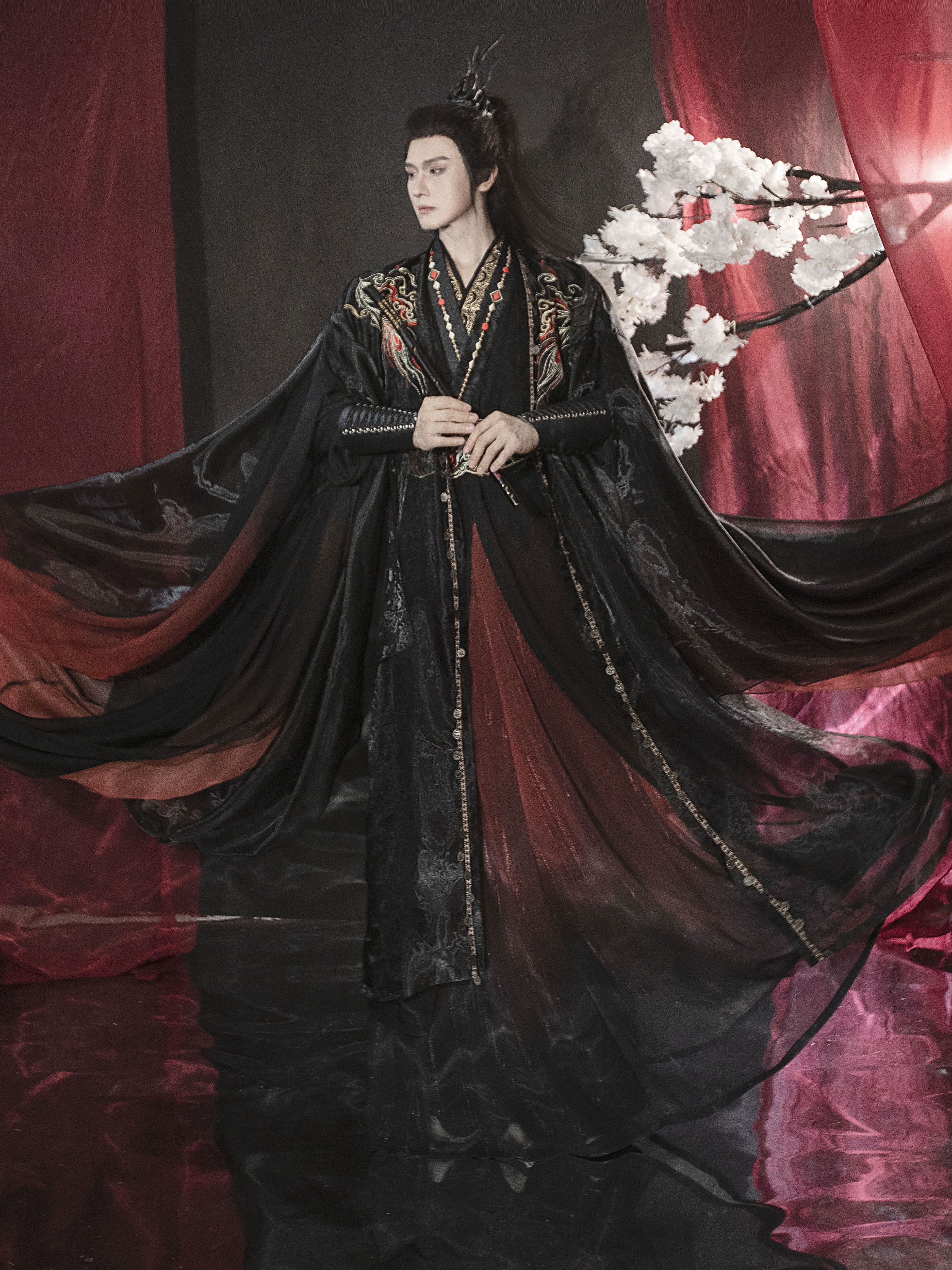 Night Flame Xianxia Hanfu Set | Chinese Fantasy Period Drama Style