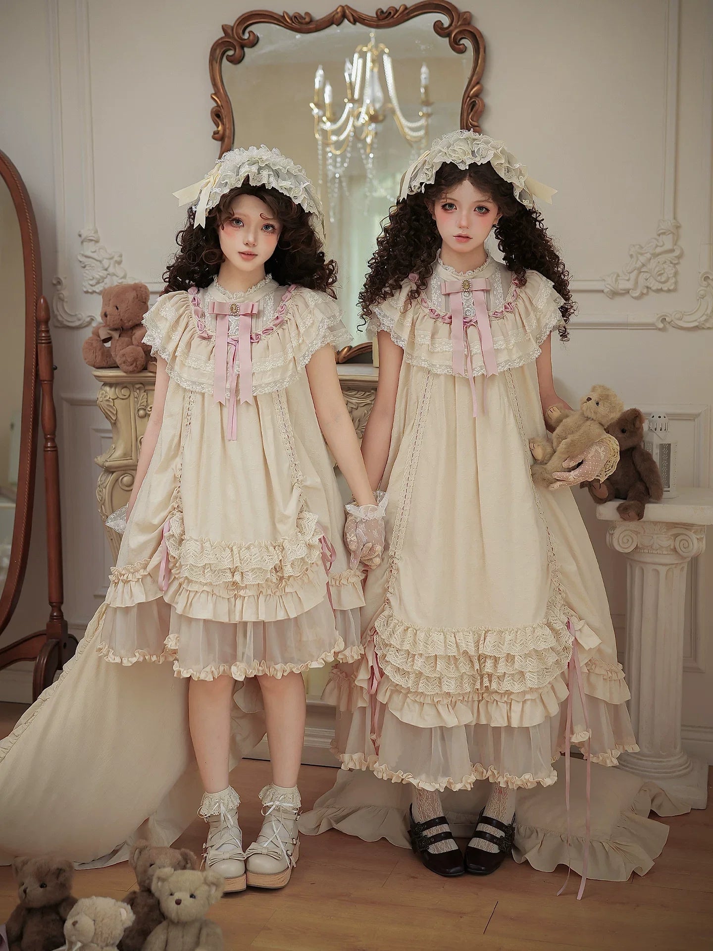 Lily's Dream - Cotton Lining Classic Lolita OP, Drawstring Liftable Hem
