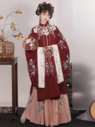 Ming Dynasty Hanfu Set with Cloud Collar & Pleated Skirt｜Flower Glass 花璃子