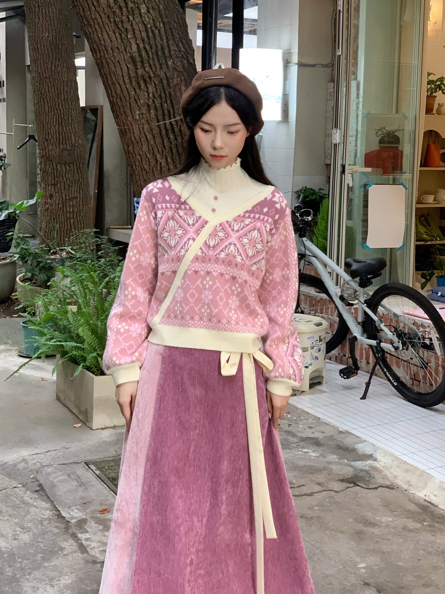 New Chinese Style Patterned Knitted Sweater - Maorongrong 毛茸茸