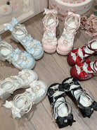 Romance of Hearts - Sweet Lolita Chunky Heeled Shoes, Pearl Heart Accents