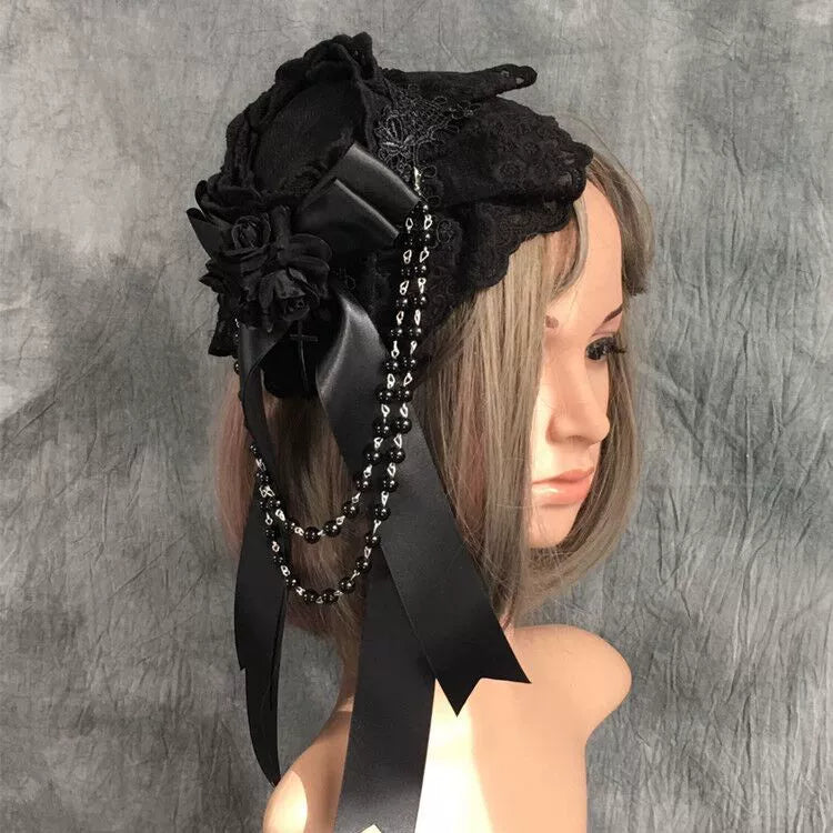 Gothic Lolita Top Hat Lolita Tea Party Halloween Hair Accessory