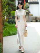 Short Sleeve Floral Long Cheongsam | Peony