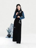 New Chinese Style Qipao Dress Embroidered Layered Long Sleeve Dress - Garden Butterfly 园中蝶 (Preorder)