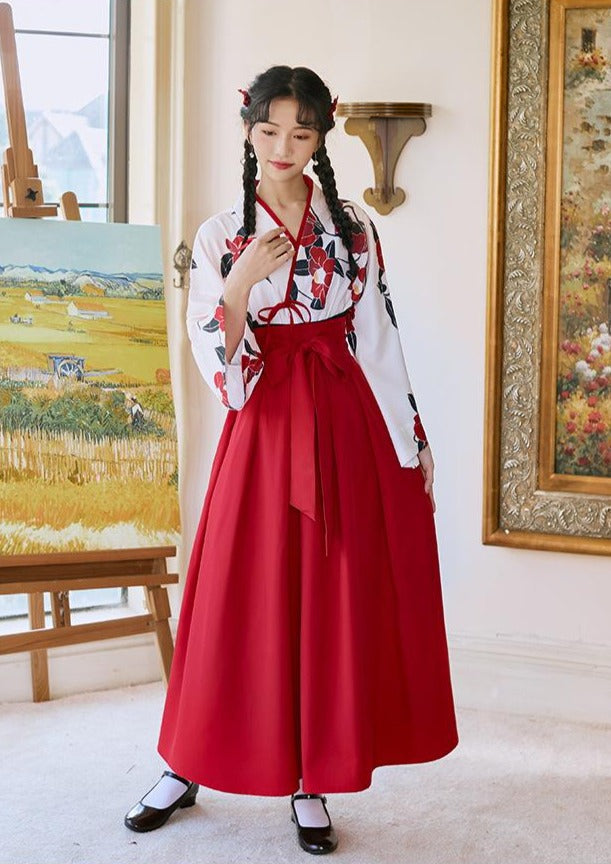 Camellia | Modern Red Long Dress (夏日校服)