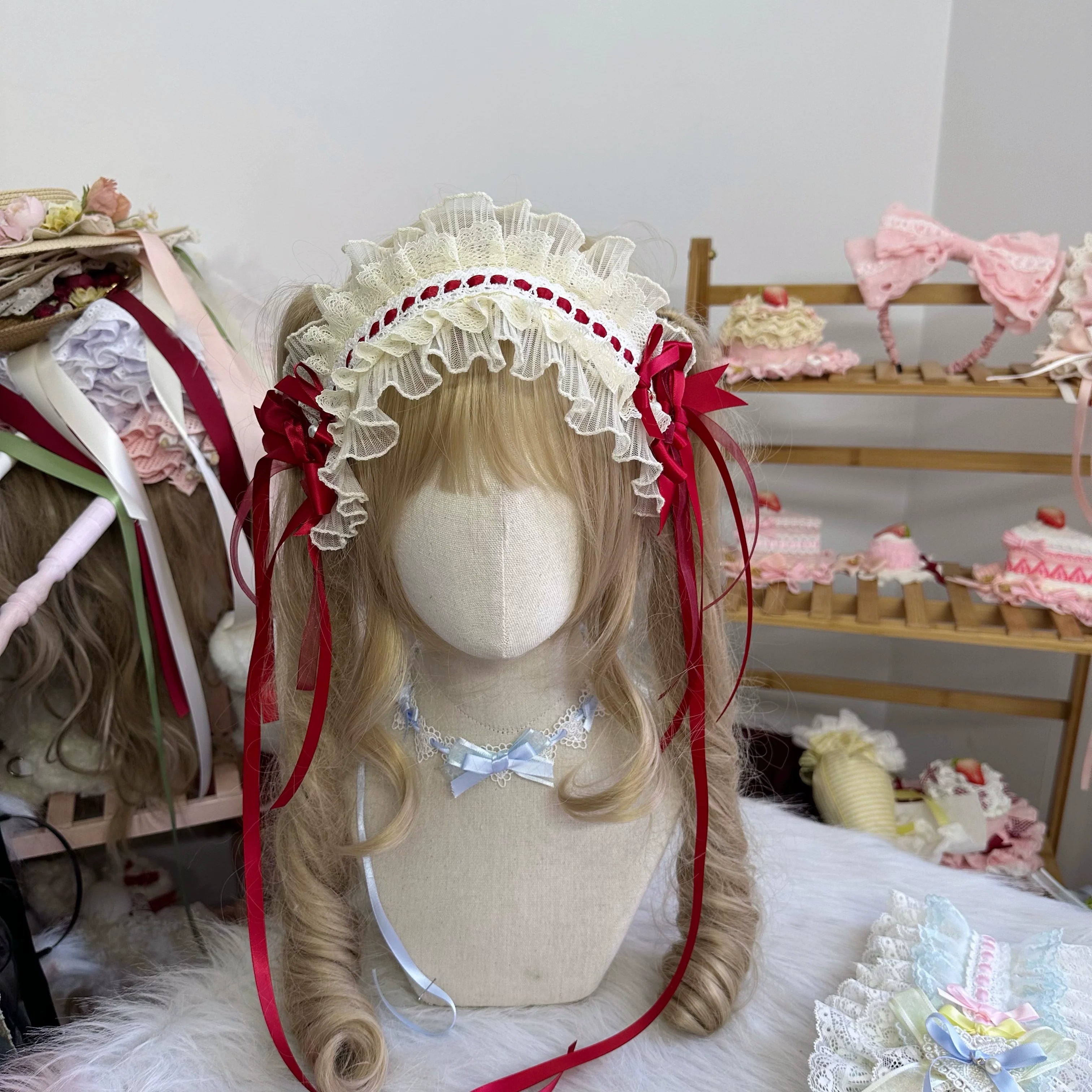 Sweet Lolita Headdress, Bow and Lace Decoration