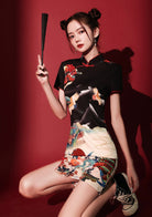 Lotus Crane | Mini Qipao Dress (黑鹤)