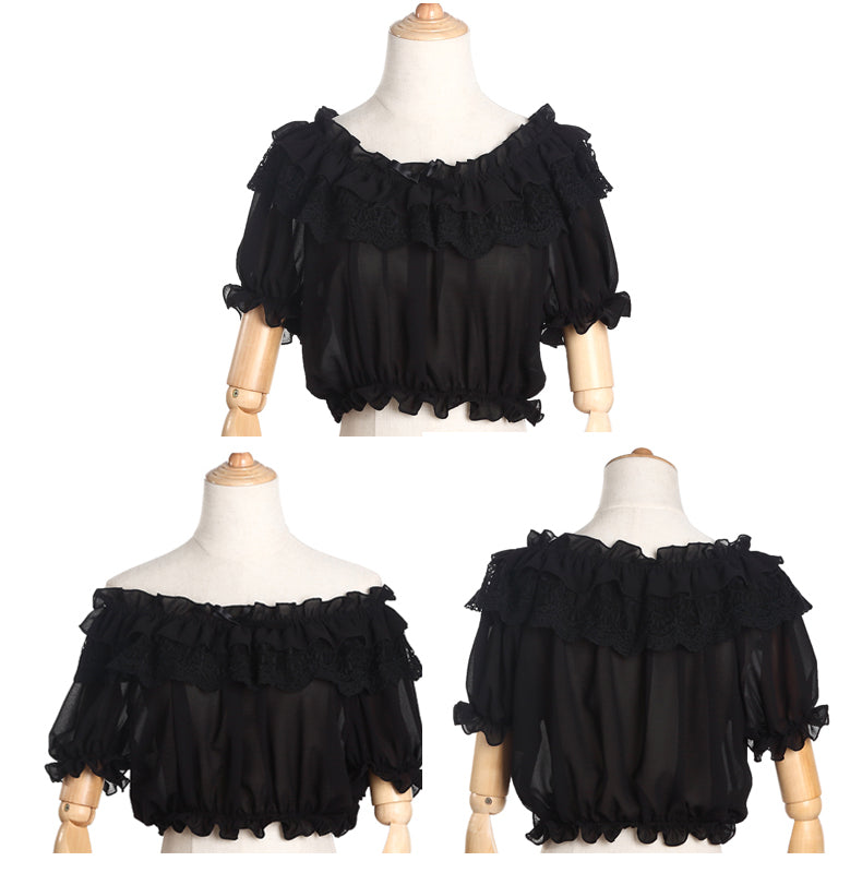 Elegant Lolita Shirt Open Shoulder Blouse