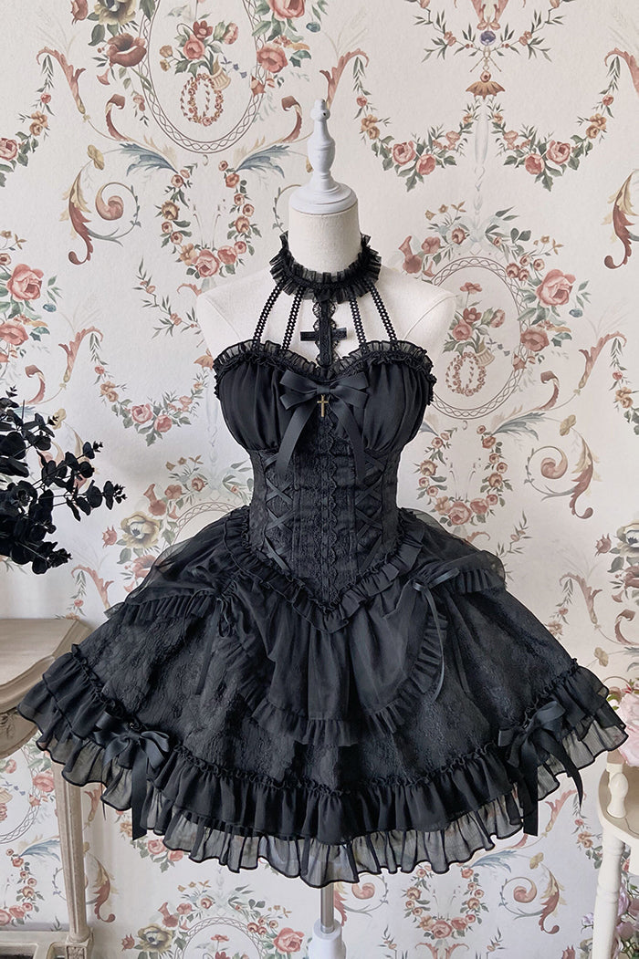 Cross Maiden - Gothic Lolita Dress, Ballet Halterneck Lolita JSK