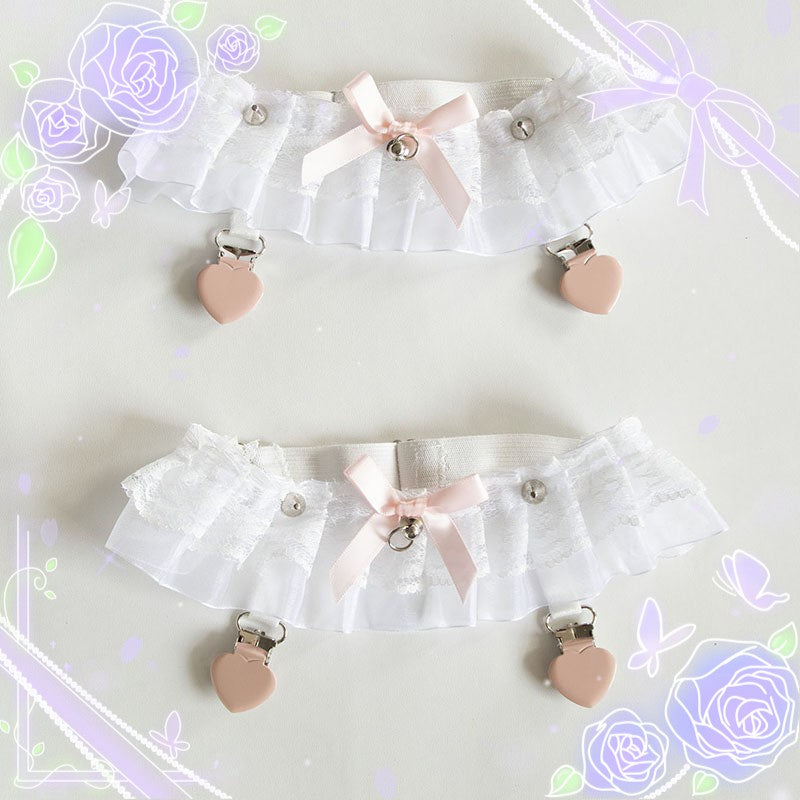 Sweet Lolita Lace Gater Stockings Clips Multicolors