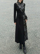 New Chinese Style Black Cotton Long Sleeve Dress (Preorder)