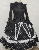 Japanese Old School Lolita Skirt, Polka Dots & Lace