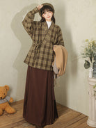 Modern Hanfu Cross Collar Plaid Jacket for Autumn and Winter - Warm Sun 暖阳