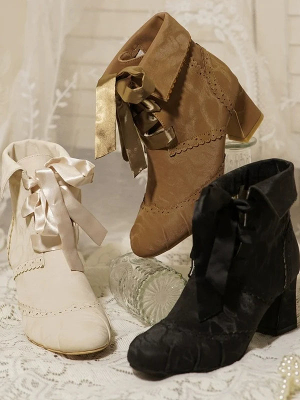 MR.Qiutian - Lady Incognita - Retro Lolita Ankle Boots, Size Zipper