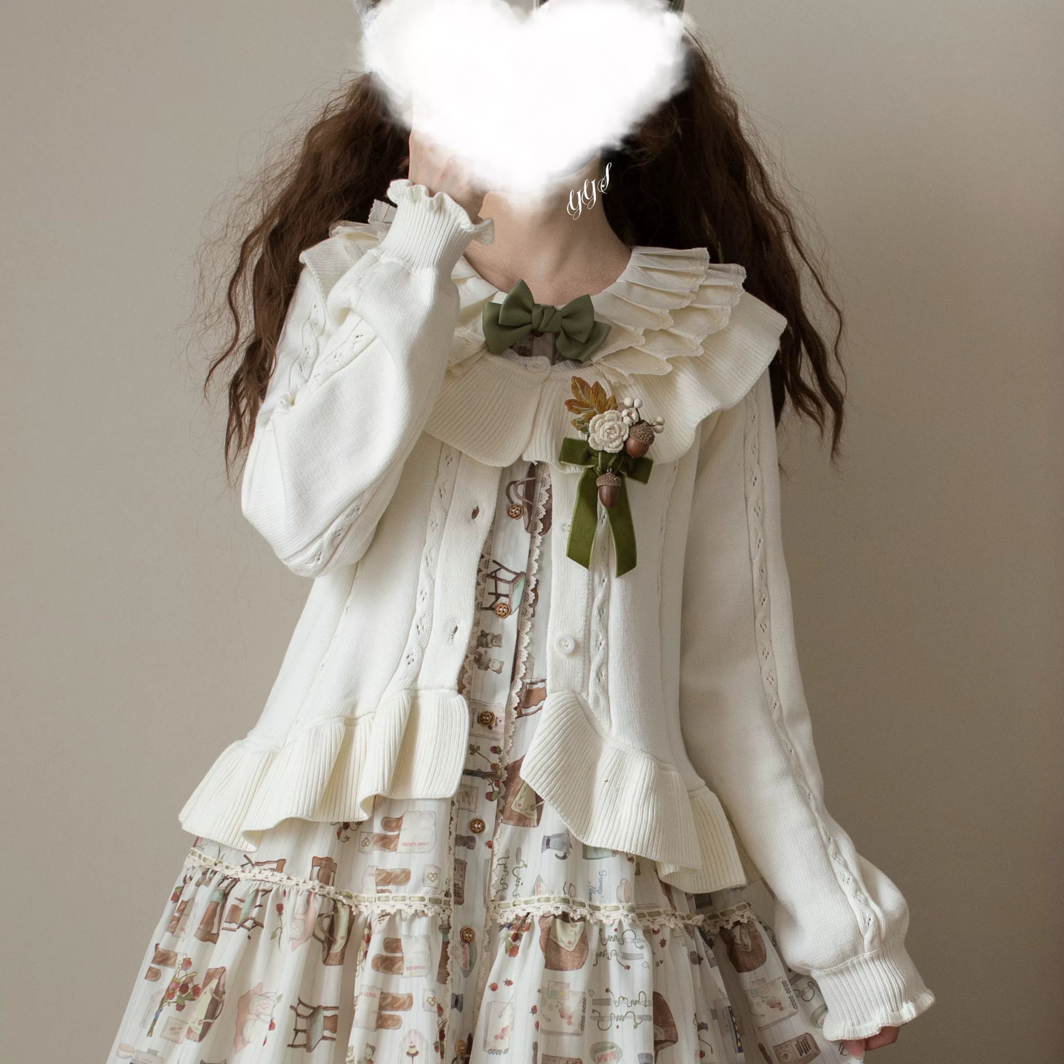 Hot Chocolate - Solid Lolita Cardigan, Ruffle Details
