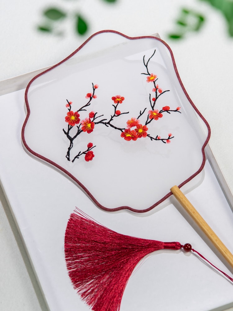 Embroidered Dance Fan Traditional Silk Fan