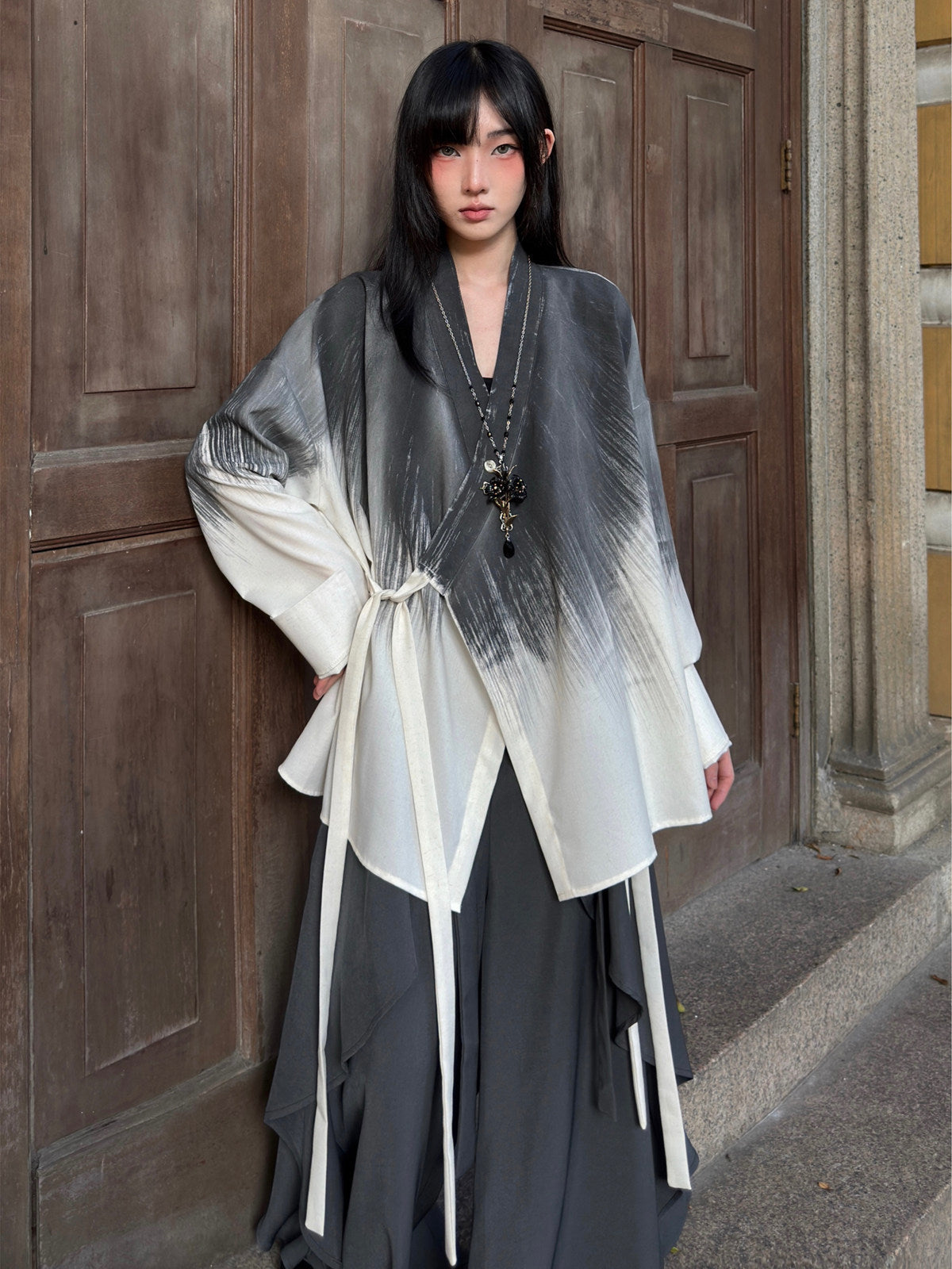 New Chinese Style Tie Dye Long Sleeve Cardigan