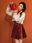 Festive Hanfu Crop Jacket for Engagement, Tea Ceremony or Chinese New Year - Niannian 年年 (Preorder)