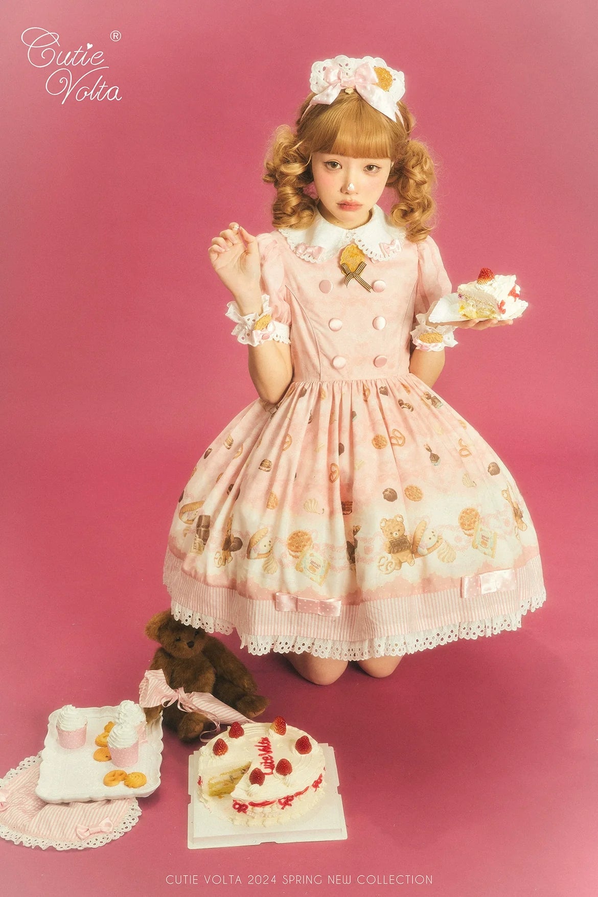 CutieVolta - Blissful Confectionery - Sweet Lolita OP Dress Bear Print JSK